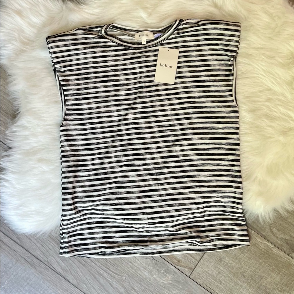 bohme Black and White Striped Sleeveless Top